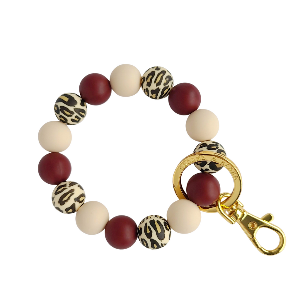 LEOPARD Bracelet Key Ring - Cranberry
