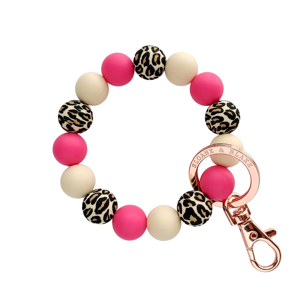 LEOPARD Bracelet Key Ring - Hot Pink
