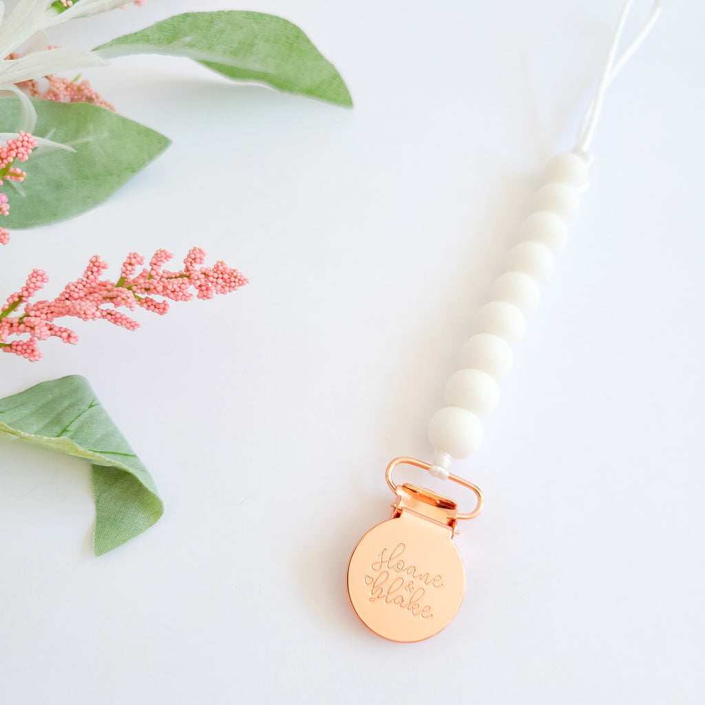 ROSE GOLD Pacifier Clip